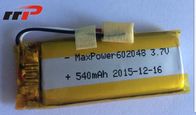IEC CE UL батарей полимера лития 540mAh 602048 высокотемпературный